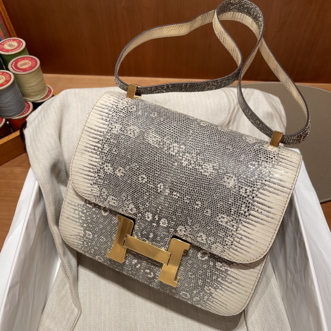 에르메스 콘스탄스24 옴브레 금장 리자드 가죽